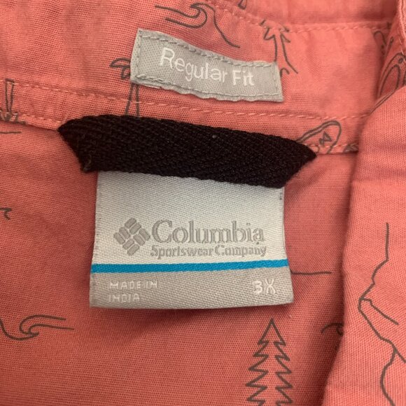 Columbia Button Down Short Sleeve 3xl Regular Fit AOP Pattern Pink Summer - Picture 6 of 6